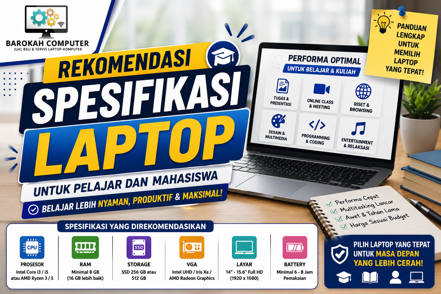 Rekomendasi Spesifikasi Laptop untuk Pelajar dan Mahasiswa